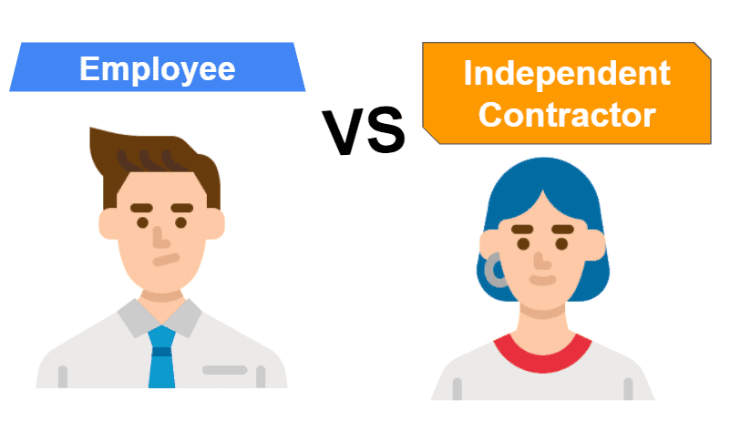 Animated image of an employee and an independent contractor